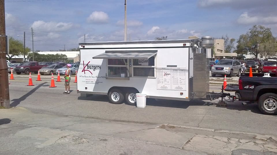 Kburgers custom food trailer at an outdoor event